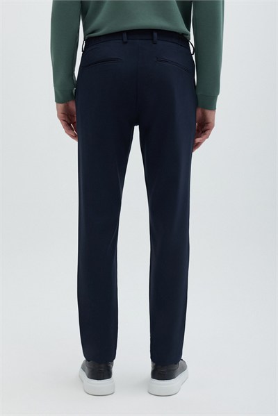 Lacivert Yanı Lastikli Köprülü Kemerli Slim Fit Jogger Pantolon