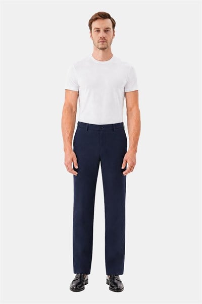 Lacivert Yanı Lastikli Köprülü Kemerli Slim Fit Jogger Pantolon