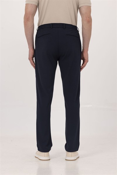 Lacivert Yanı Lastikli Köprülü Kemerli Slim Fit Jogger Pantolon