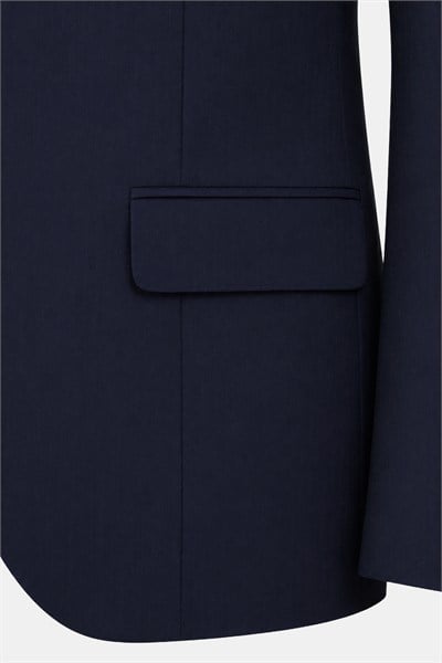 Lacivert Yün Karışımlı Çizgili Sivri Yaka Klasik Paça Tam Astarlı 6 Drop Slim Fit Takım Elbise