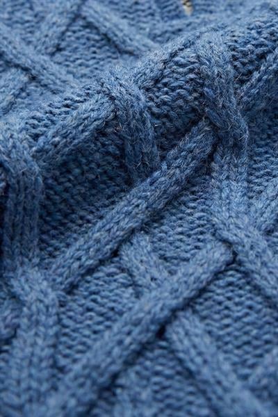 Mavi Regular Fit Yünlü Desenli Fermuarlı Yarım Balıkçı Yaka Triko Kazak