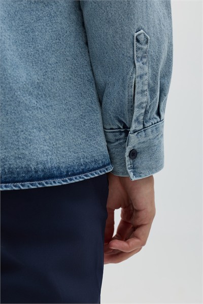 Mavi Regular Fit Pamuk Cepli Uzun Kollu Denim Ceket Gömlek