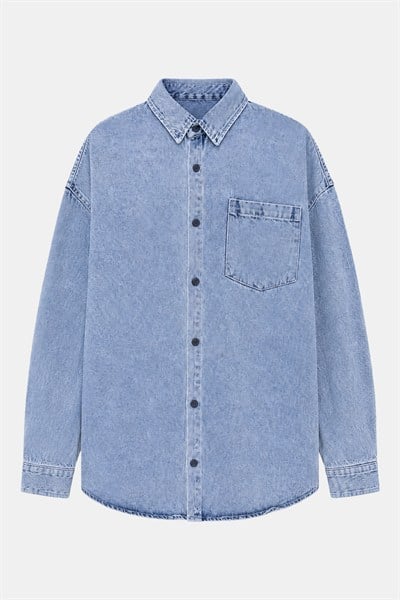 Mavi Regular Fit Pamuk Cepli Uzun Kollu Denim Ceket Gömlek