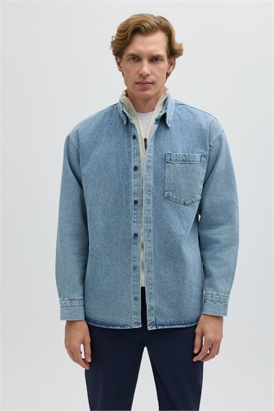 Mavi Regular Fit Pamuk Cepli Uzun Kollu Denim Ceket Gömlek