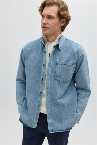 Mavi Regular Fit Pamuk Cepli Uzun Kollu Denim Ceket Gömlek