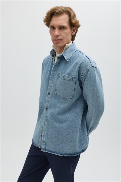 Mavi Regular Fit Pamuk Cepli Uzun Kollu Denim Ceket Gömlek