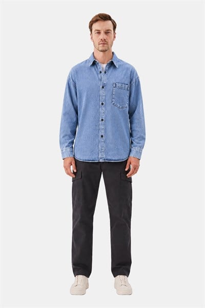 Mavi Regular Fit Pamuk Cepli Uzun Kollu Denim Ceket Gömlek