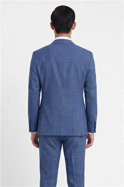 Giotelli Erkek Mavi Dar Kesim Slim Fit Viskon Dokuma Normal Bel 6 Drop Klasik Takım Elbise