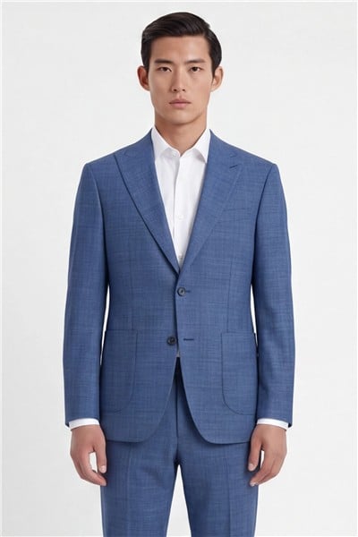 Giotelli Erkek Mavi Dar Kesim Slim Fit Viskon Dokuma Normal Bel 6 Drop Klasik Takım Elbise