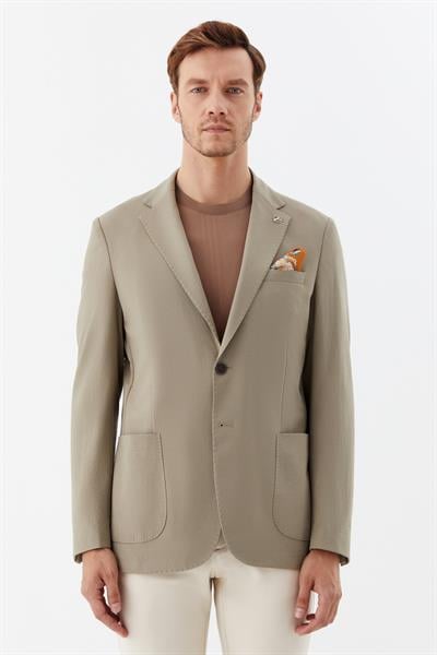 Bej Regular Fit Mono Yaka Erkek Blazer Ceket