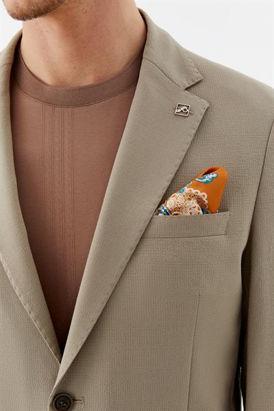 Bej Regular Fit Mono Yaka Erkek Blazer Ceket