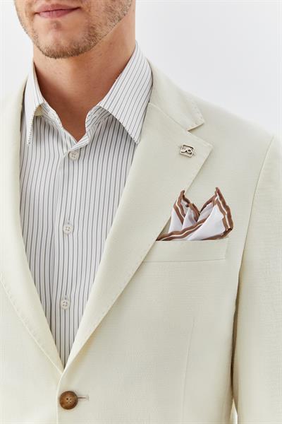Ekru Mono Yaka Blazer Erkek Ceket