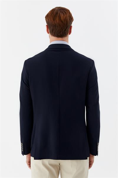 Erkek Lacivert Normal Kesim Regular Fit Viskon Torba Cep Mono Yaka 6 Drop Blazer Ceket