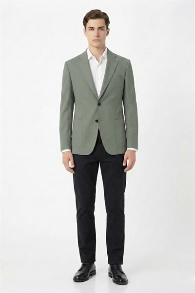 Yeşil Mono Yaka Blazer Erkek Ceket – 6 Drop