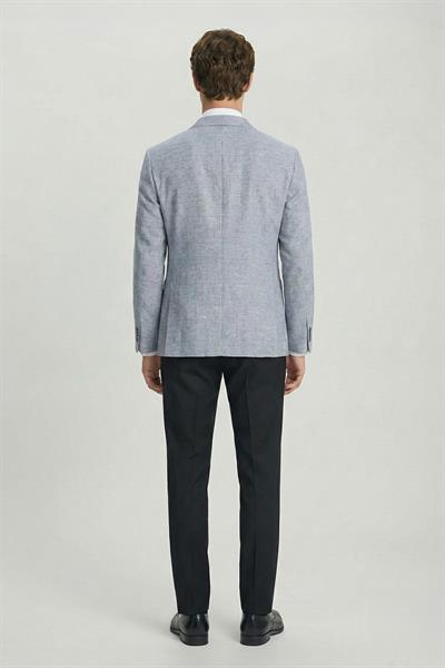 Erkek Gri Regular Fit Klasik Yaka Ekose Desenli Dokuma Ceket 6 Drop