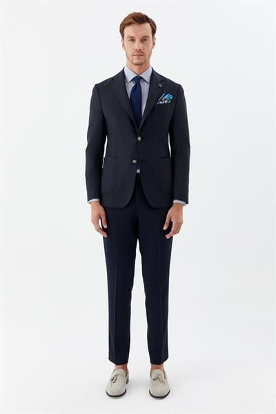 Erkek Siyah Slim Fit Mono Yaka 6 Drop Yün Karışımlı Astarsız Ceket