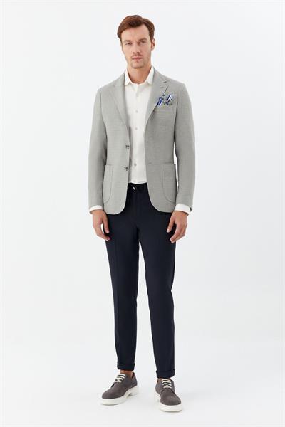 Yeşil Mono Yaka Keten Karışımlı Blazer Erkek Ceket – 6 Drop