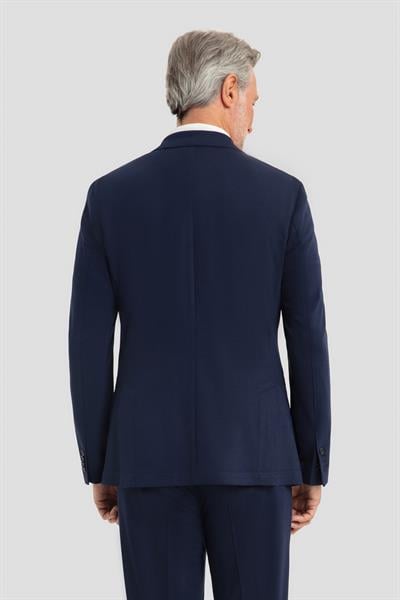 Erkek Lacivert Dar Kesim Slim Fit Modal Kumaş Mono Yaka Lastikli Bel Astarsız 6 Drop Takım Elbise