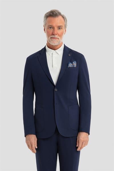 Erkek Lacivert Dar Kesim Slim Fit Modal Kumaş Mono Yaka Lastikli Bel Astarsız 6 Drop Takım Elbise