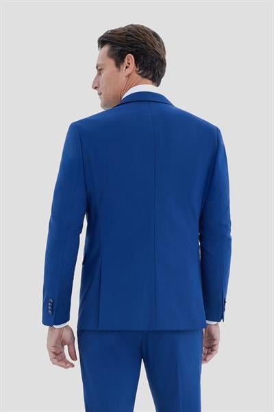 Erkek İndigo Dar Kesim Slim Fit Viskon Mono Yaka Normal Bel Tam Astarlı 6 Drop Takım Elbise