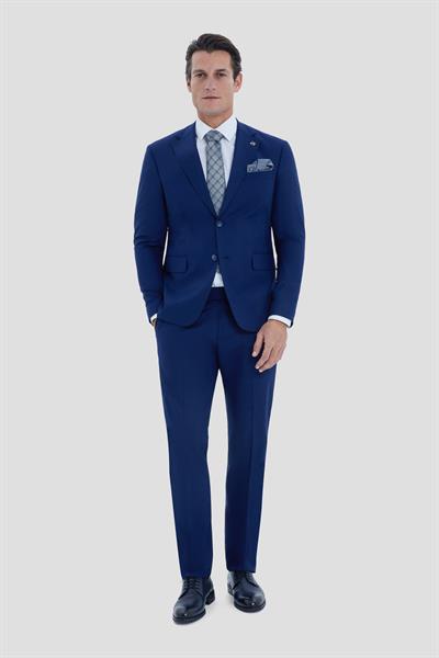 Lacivert  Slim Fit Mono Yaka Klasik Takım Elbise