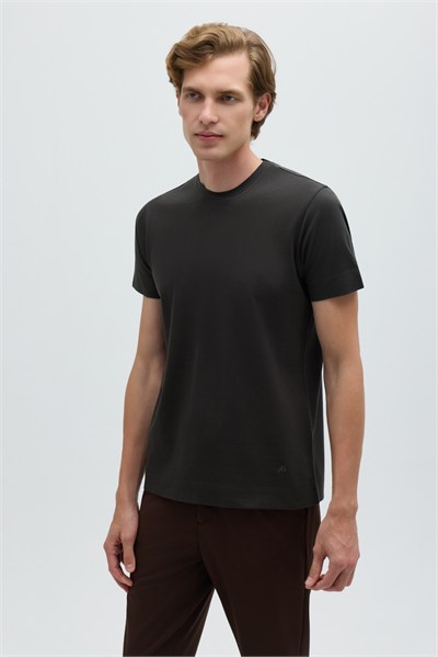 Nefti %100 Pamuk Regular Fit Dokuma Bisiklet Yaka Basic T-Shirt