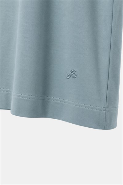 Okaliptus Yeşili %100 Pamuk Regular Fit Bisiklet Yaka Basic T-shirt