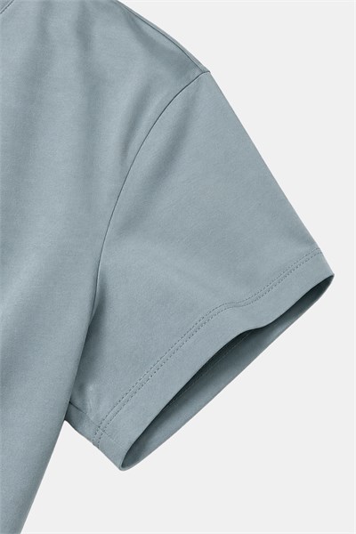 Okaliptus Yeşili %100 Pamuk Regular Fit Bisiklet Yaka Basic T-shirt