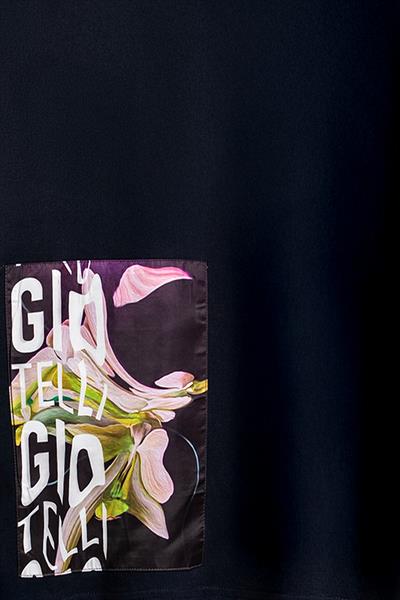 OVERSIZE BASKILI BİSİKLET YAKA ERKEK T-SHIRT Lacivert