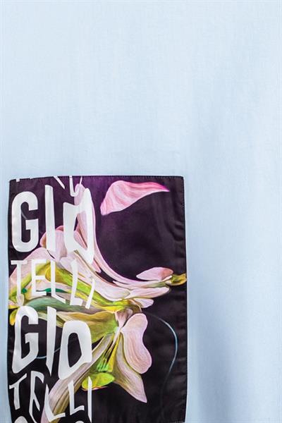 OVERSIZE BASKILI BİSİKLET YAKA ERKEK T-SHIRT Açık Mavi