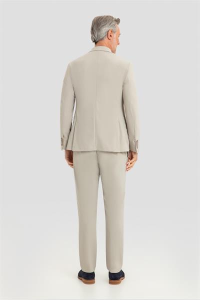Erkek Bej Regular Fit Mono Yaka 6 Drop Pamuk Karışımlı Astarsız Takım Elbise