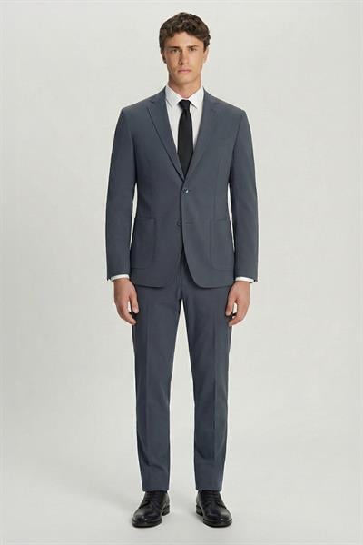 Erkek Antrasit Regular Fit Mono Yaka 6 Drop Pamuk Karışımlı Astarsız Takım Elbise