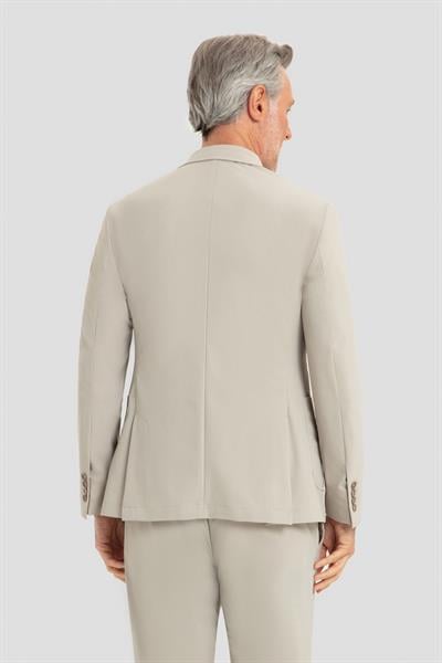 Erkek Bej Regular Fit Mono Yaka 6 Drop Pamuk Karışımlı Astarsız Takım Elbise