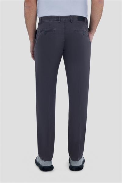 Pamuk Karışımlı Yıkamalı Chino Pantolon Füme