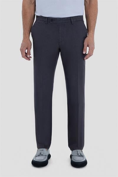 Pamuk Karışımlı Yıkamalı Chino Pantolon Füme