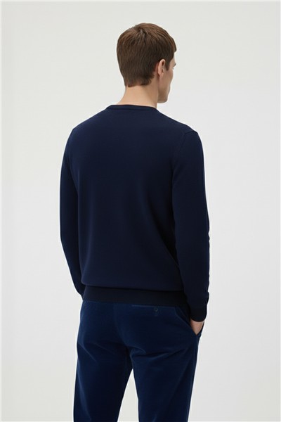 Standart Fit Pasifik Yün Karışımlı Bisiklet Yaka Düz Desen Uzun Kol Triko Kazak