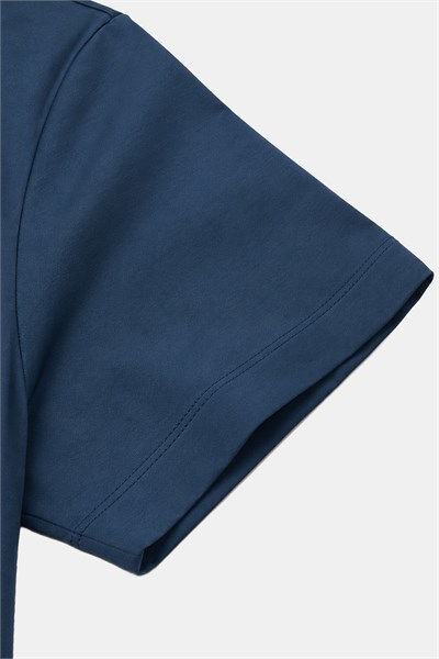 Petrol Mavisi %100 Pamuk Regular Fit Bisiklet Yaka Basic T-shirt