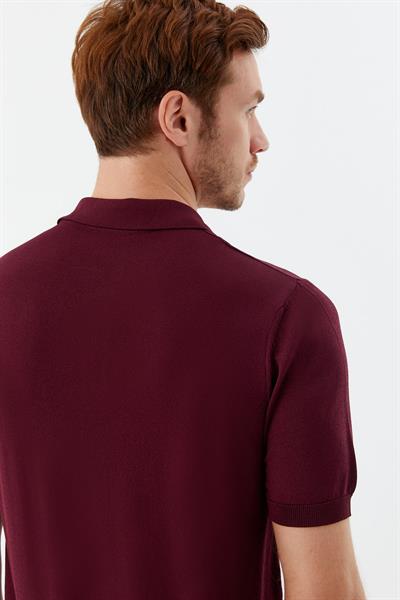 Bordo Regular Fit Triko Polo Yaka Erkek T-Shirt