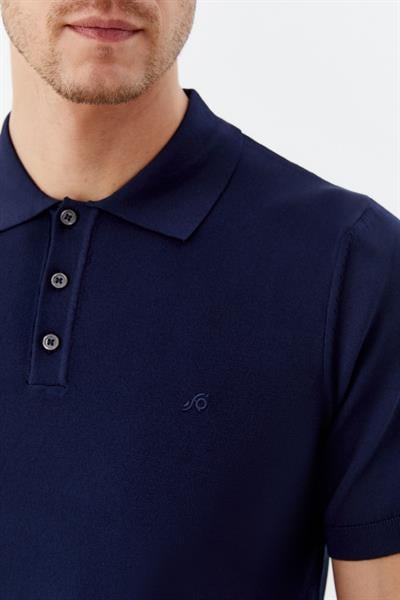 Erkek Lacivert Regular Fit Triko Polo Yaka T-Shirt – Kısa Kollu