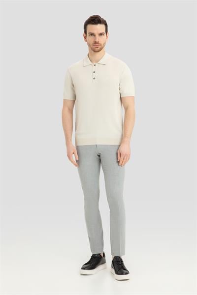 Erkek Bej Normal Kesim Regular Fit Viskon Dokuma Düğmeli Polo Yaka Tişört