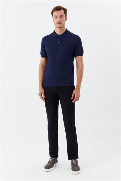 Erkek Lacivert Regular Fit Triko Polo Yaka T-Shirt – Kısa Kollu