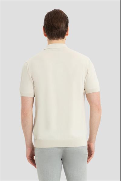 Erkek Bej Normal Kesim Regular Fit Viskon Dokuma Düğmeli Polo Yaka Tişört