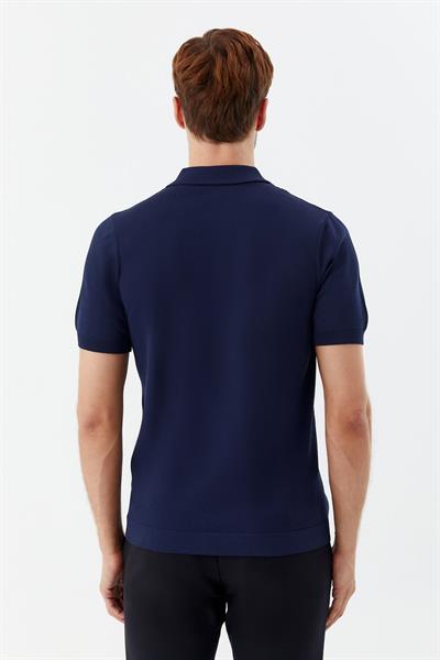 Erkek Lacivert Regular Fit Triko Polo Yaka T-Shirt – Kısa Kollu