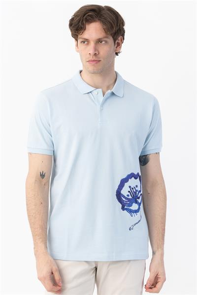 Polo Yaka Erkek T-Shirt Açık Mavi