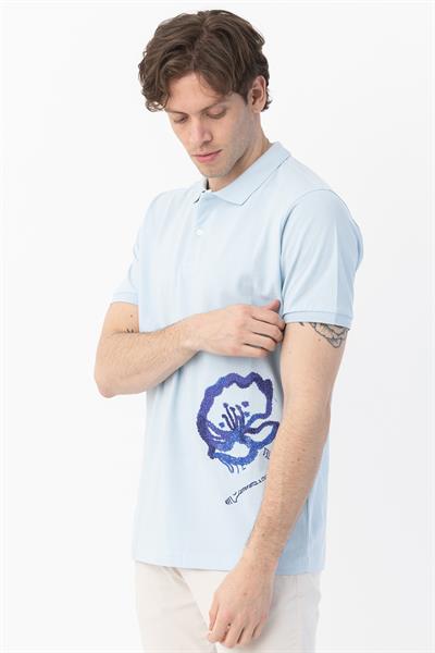 Polo Yaka Erkek T-Shirt Açık Mavi