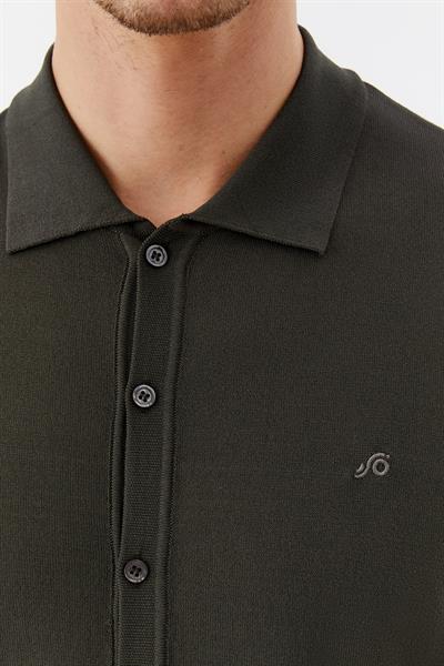 Haki Regular Fit Triko Polo Yaka Erkek Gömlek