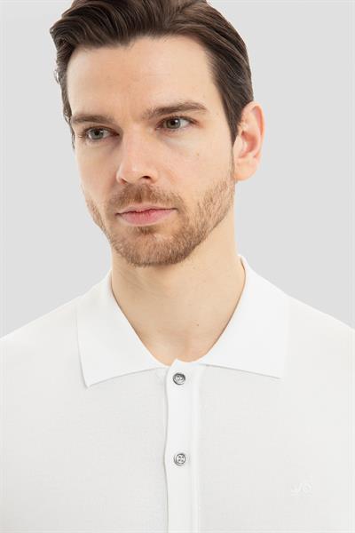 Erkek Ekru Normal Kesim Regular Fit Viskon Dokuma Triko Polo Yaka Tişört