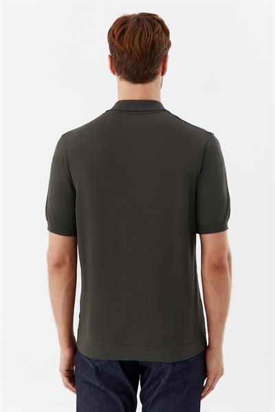 Haki Regular Fit Triko Polo Yaka Erkek Gömlek