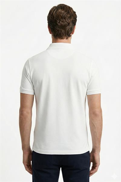 Erkek Ekru Dar Kesim Slim Fit  %100 Pamuk Dokuma Polo Yaka Tişört
