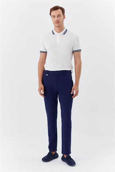 Regular Fit Fermuar Detaylı Erkek Pantolon Koyu Lacivert